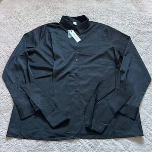 NWT Commense‎ Black Button Down Shirt Women's Size XL
